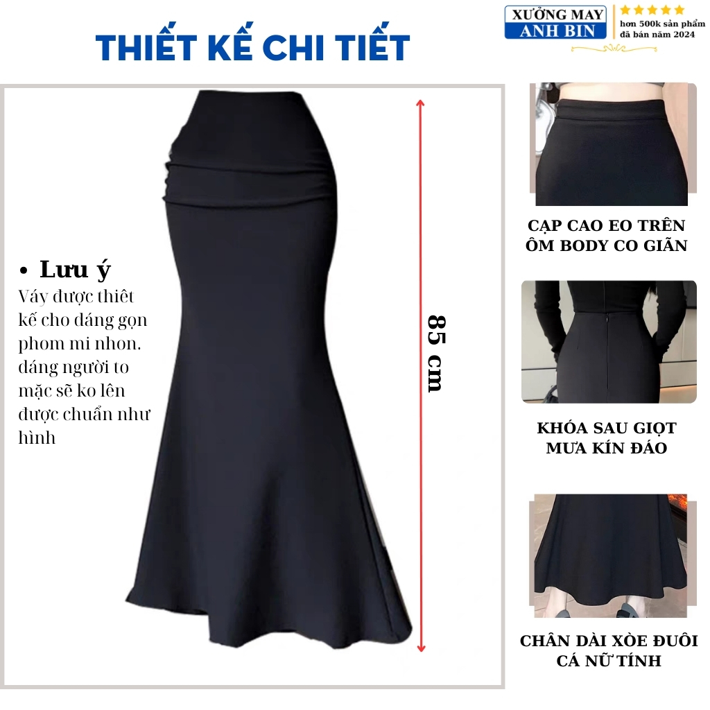 Chân váy đuôi cá dáng dài ôm body, chất UMI dày co giãn thoải mái, phong cách Hàn Quốc quyến rũ sang trọng | BigBuy360 - bigbuy360.vn