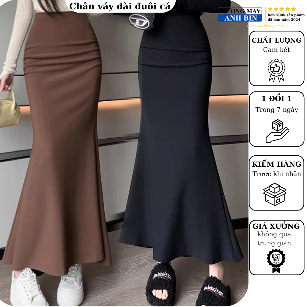 Chân váy đuôi cá dáng dài ôm body, chất UMI dày co giãn thoải mái, phong cách Hàn Quốc quyến rũ sang trọng
