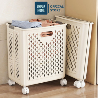Giỏ Đựng Quần Áo ENODA HOME, Giỏ Nhựa Gấp Gọn Đựng Quần Áo Bẩn, Đồ Giặt Là Có Bánh Xe Di Chuyển Tiện Lợi Q046