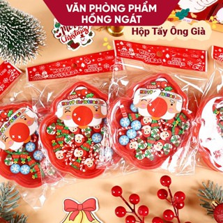  Hộp tẩy bút chì ông già noel gồm nhiều cục tẩy bút chì chủ đề giáng sinh đồ dùng học tập làm quà noel N014 