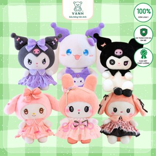 Gấu Bông Kuromi Ác Quỷ, Melody Mặc Váy Tiểu Thư, Kuromi Melody quà tặng đồ chơi sinh nhật cho bé gái K2T2