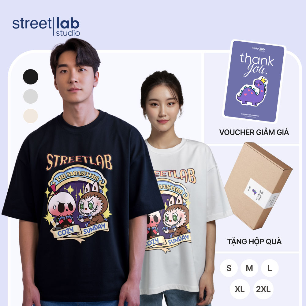 Áo thun labubu STREETLAB Local Brand in Labubu Cozy Sunday - STR0038 - Oversize, cotton 250gsm