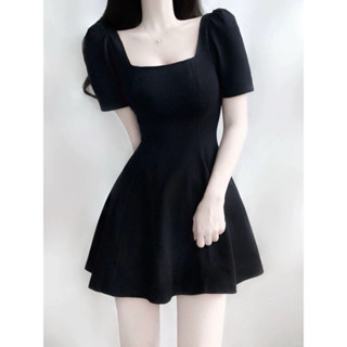 D26 Đầm cổ vuông dáng ngắn xoè tay phồng basic dự tiệc dạo phố KOCHY sẳn size S M L, may theo số đo