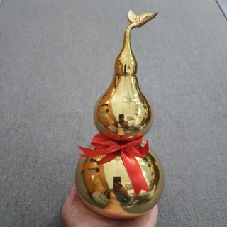  Hồ lô trơn phong thuỷ đáy bát quái chất liệu bằng đồng vàng cao cấp MS300 