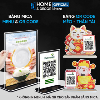 Bảng Menu Mica A4, A5, A6, Bảng QR Mèo, Thần Tài, Bảng Menu Để Bàn Mica Trong Suốt, QR Code Để Bàn