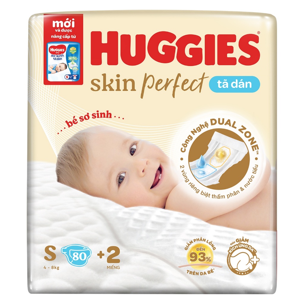 Tã dán Huggies Skin Perfect NB76 S80 M76 L68 XL62 XXL56