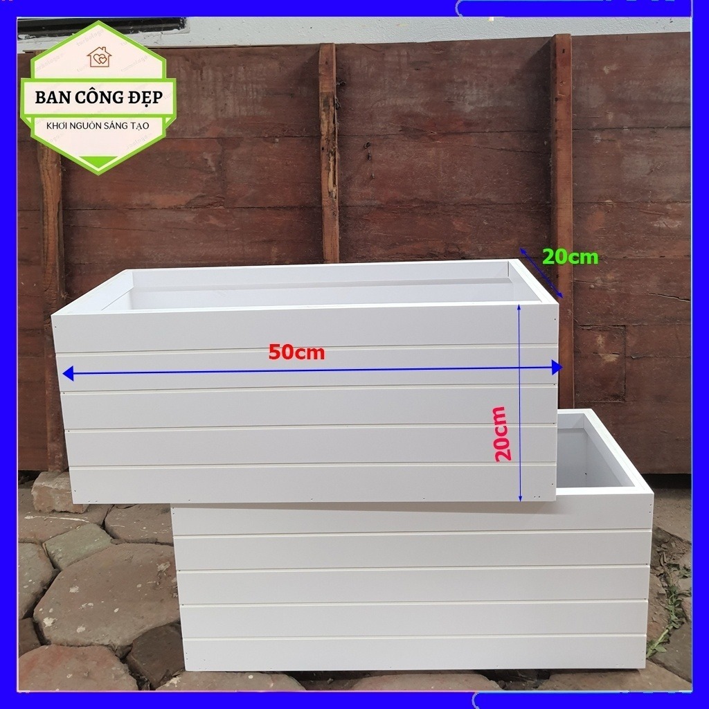 Chậu trồng cây composite, chậu nhựa composite chữ nhật đặt ban công, tránh nắng mưa độ bền 10 năm