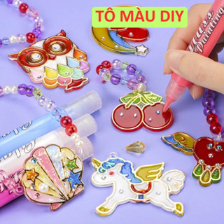 Đồ chơi tô màu DIY vẽ tranh pha lê tự làm móc khóa cho bé vui chơi phát triển tư duy hội họa