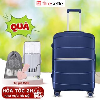 Vali du lịch Tresette 0018 khóa kéo, chất liệu nhựa PC chống va đập, có bảo hành size 20/28