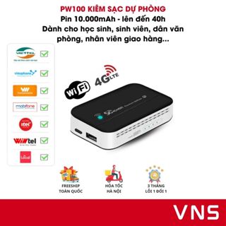 PW100 Cục Phát Wifi Từ Sim 4G VNS Kiêm Sạc Dự Phòng 10000mAh - Tốc Độ Lên Tới 150mbps