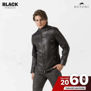 Áo Da Áo Khoác Nam Da Bò BUTUNI Vintage 14 Lót Lông Cừu Cao Cấp Chính Hãng Bảo Hành 5 Năm