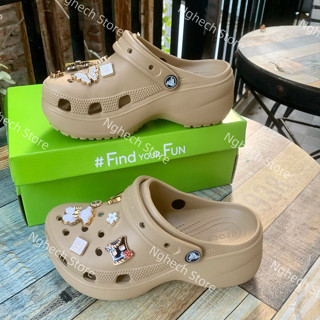  Dép Cross Classic Sandal Crush Clog nữ đế cao 7cm tặng 