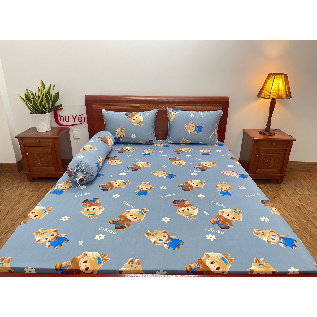 Bộ ga thun lạnh hàn quốc 4 món(1 ga+2 áo gối nằm+1 áo ôm)