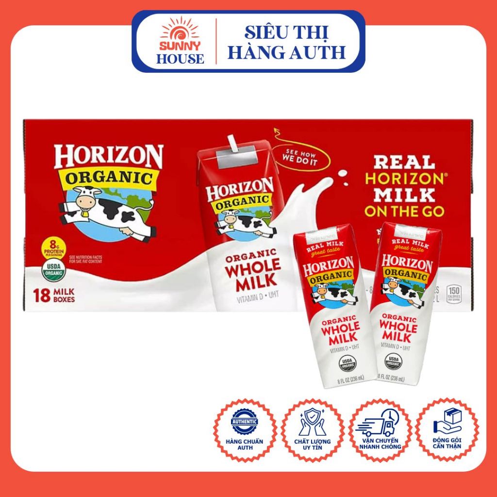 Sữa tươi HORIZON ORGANIC dạng nước thùng 18 hộp x 236ml