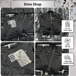Áo Khoác Nam DSQ Trần Bông Mix Túi Ngực Siêu Đẹp - Áo Khoác Trần Bông Nam DSQ In Chữ Lưng Hot Hit