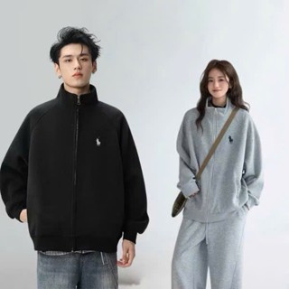 Áo khoác Hoodie Zip cổ cao thêu ngựa có khóa kéo, áo khoác Ra.lph Lau.re chất nỉ bông cao cấp form rộng nam nữ