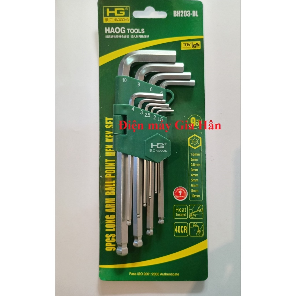 Bộ chìa khóa lục giác bi GH BH203-DL 9 cây 1.5 -->10ly