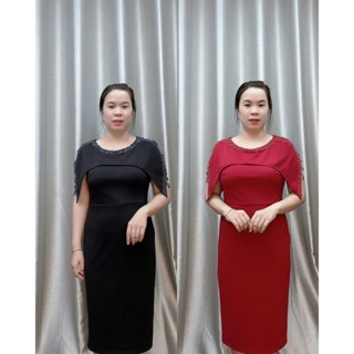 Đầm Nữ Thiết Kế Tặng Mẹ , Dáng Xuông Tay Bâu, Viền Cổ Phale Sang Trọng, Tôn Dáng Che Khuyết Điểm