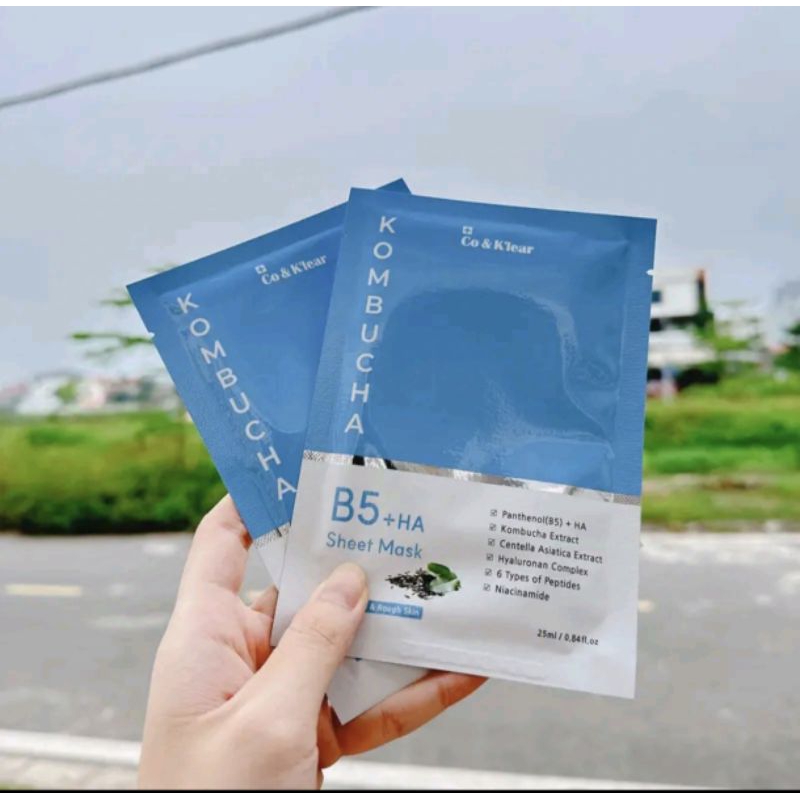 (1 miếng) Mặt nạ Kombucha B5 + HA Sheet Mask Co&K'lear 25ml (hàng cty có tem phụ)