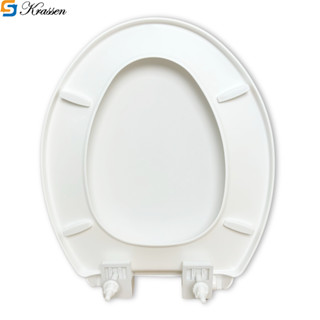 KS.15 Nắp bồn cầu thường Krassen màu trắng sữa phủ bóng chống ố. 36x45cm+-1. Khoảng cách 2 lỗ ốc từ 12-16cm.