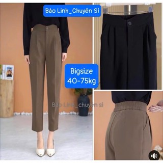  Quần Tây Nữ Lưng Chun Bảo Linh Bigsize Baggy Cạp Lưng Cao Mặc Đi Làm Đi Học 
