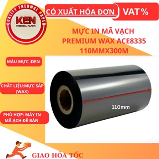 Cuộn Mực in mã vạch / ruy băng mực Premium Wax khổ 110mmx300m [ loại xịn ]