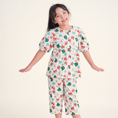 Bộ lửng tay phồng chất kate , họa tiết đặc trưng Noel cho bé KLK010W41