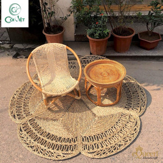 Thảm trải nhà Cói Việt hình bông1 hoa gấp gọn