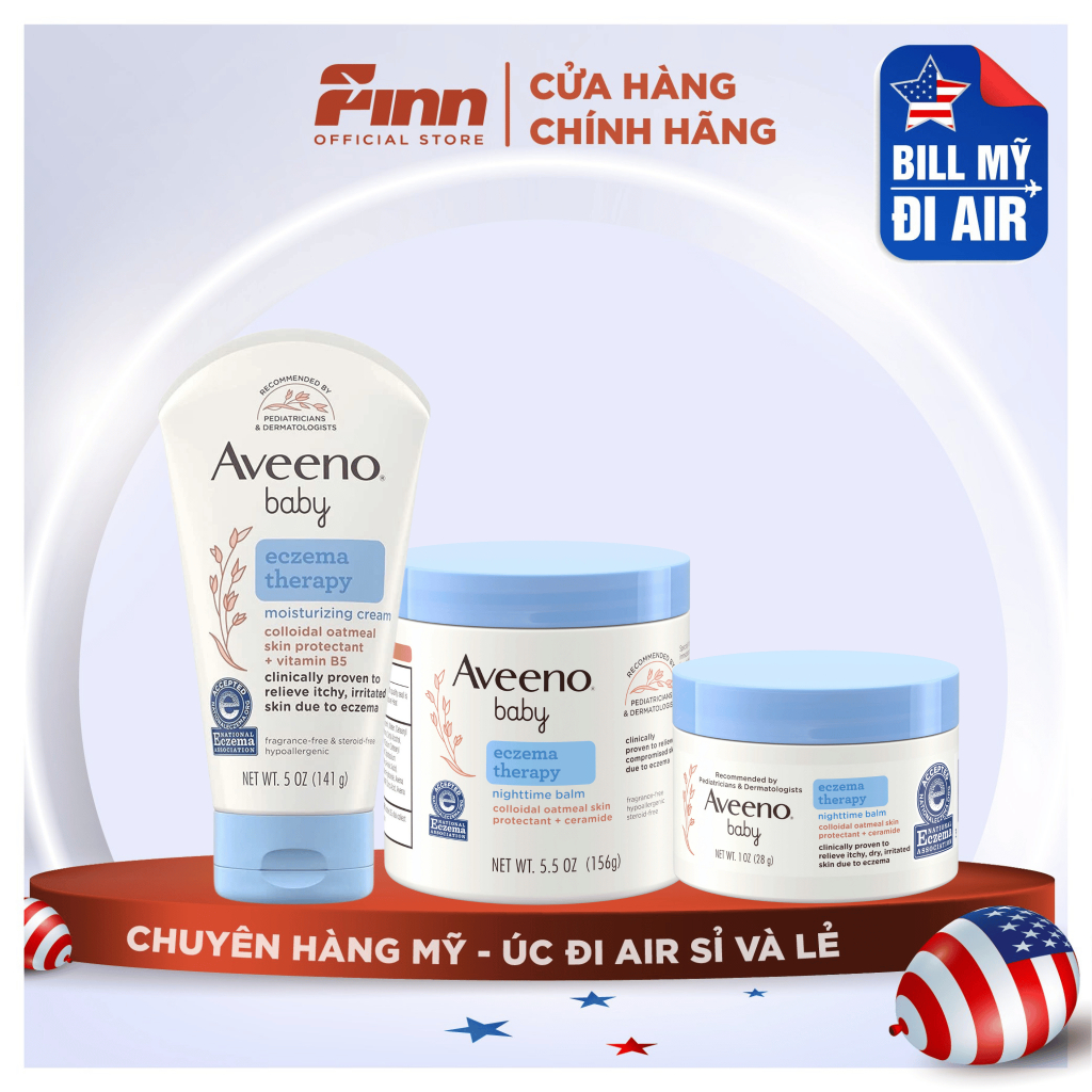 [BILL MỸ AIR] Kem dưỡng ẩm ngừa chàm ban đêm cho bé Aveeno Baby Eczema Therapy