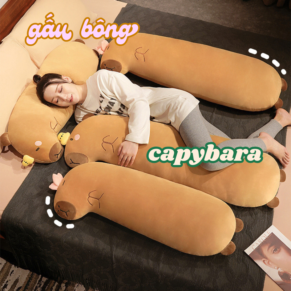 Gối ôm hình Capybara dễ thương búp bê gấu bông ôm ngủ nhiều kích thước