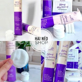150 miếng Bông tẩy trang tròn ép viền chống xơ bông ALUCOS Makeup Remover Cotton