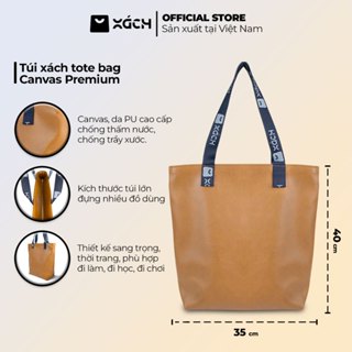 Túi xách nữ Tote Bag Canvas Premium XáchTM VN chất liệu da PU cao cấp, quai đeo in logo ngắn