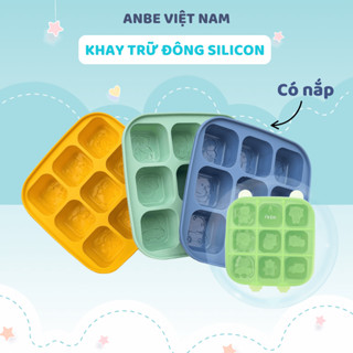 Khay Trữ Đông Đồ Ăn Dặm Silicone Cho Bé ANBE Việt Nam Có Nắp Đậy 6 Ngăn Kiểm Định An Toàn