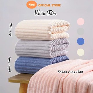 Khăn Tắm Nami Dệt Dạng Sóng Chất Liệu Sợi Cotton Thấm Hút Tốt Không Rụng Lông 70*140cm