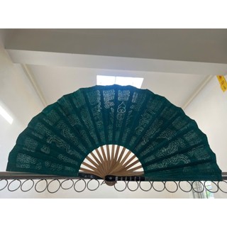 Quạt Sừng, Giấy Dó châm kim Rồng Chầu Mặt Nguyệt, Dài 30cm, 35cm, 40cm
