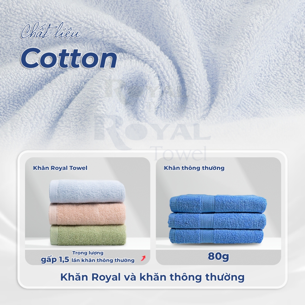 Combo 2 Khăn Tắm 50x100 hoặc 60x120cm Royal Towel 100% Cotton Mềm Mại, Thấm Hút | BigBuy360 - bigbuy360.vn