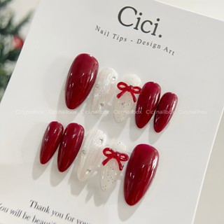  Móng úp thiết kế đỏ đô nailbox tết noel đỏ tôn da C232 by cici.nailbox 