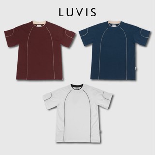 Áo Thun LUVIS PHỐI LÉ Basic Unisex Nam Nữ Cotton 2 chiều 270GSM Cao Cấp Menswear Cổ Tròn