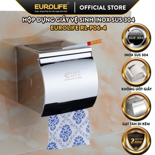Hộp đựng giấy vệ sinh kèm gạt tàn inox sus 304 eurolife el-p06-4-1