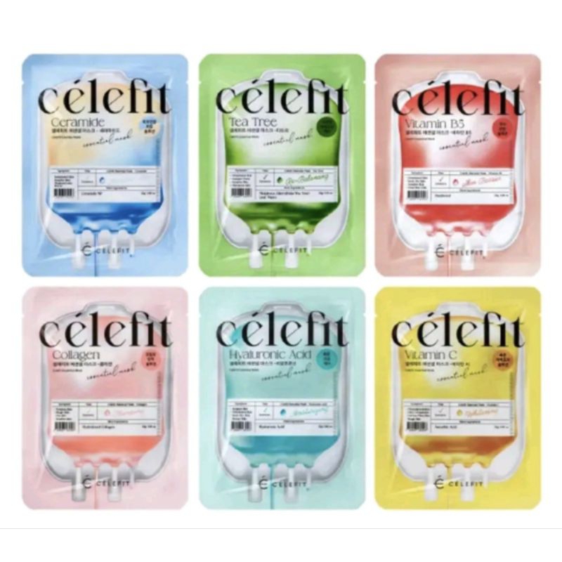 (Date 10/7/2027) 10 miếng Mặt nạ cấp ẩm dưỡng da Celefit Essential Mask Mix Vị 25g (Hàng công ty)