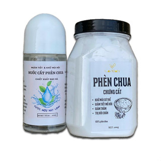 Combo Lăn Nước Cất Phèn Chua Mix Tinh Thể Bạc Hà 50ml Và Bột Phèn Chua Chưng Cất 200g