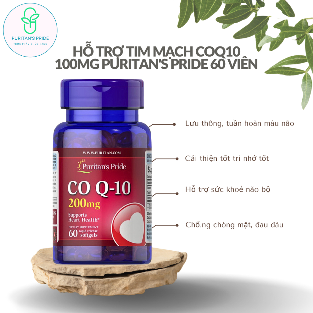 Viên uống hỗ trợ tim mạch CoQ10 200mg Puritan's Pride, lọ 60 viên