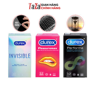  Combo bcs durex Pleasuremax – gân gai Invisible – siêu mỏng & Performa – kéo dài  hộp 12c  