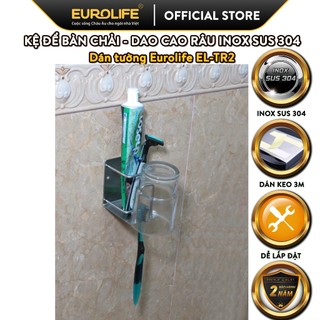 Kệ đa năng để ly, bàn chải, kem đáng răng, dao cạo râu inox sus 304 eurolife el-tr02