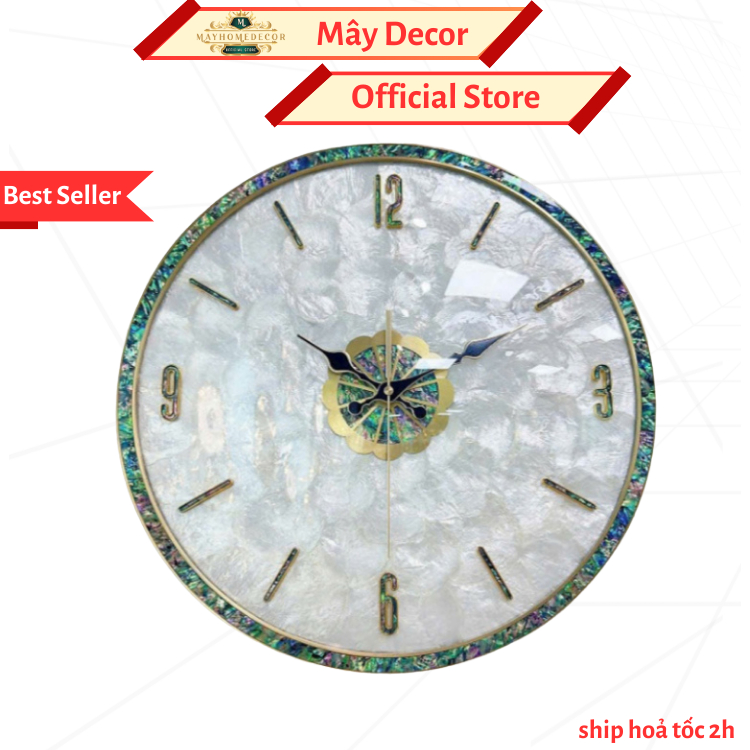Đồng hồ treo tường trang trí KHẢM NGỌC THẠCH ANH hãng Mây Decor, Lianzhang mã L008-L009