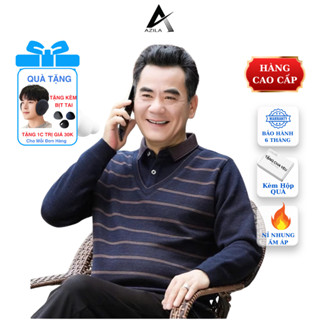 [ Sẵn Hàng ] Áo Len Trung Niên nam Lót Nỉ Nhung Mềm Mịn Ấm Áp Phối Cổ Sơ Mi Lịch Lãm, Áo Len Tặng Bố