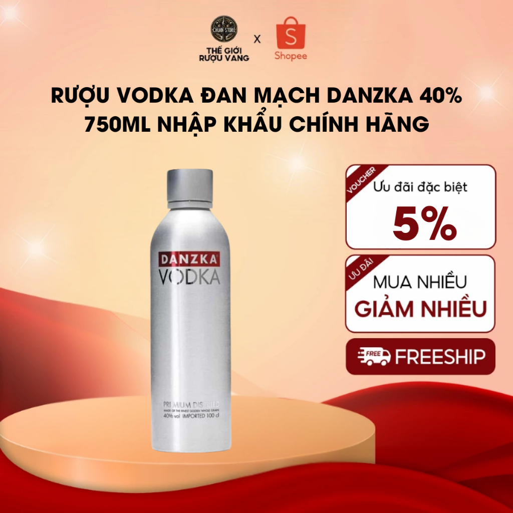 Rượu Vodka Đan Mạch DanZka 40% 750ML nhập khẩu chính hãng