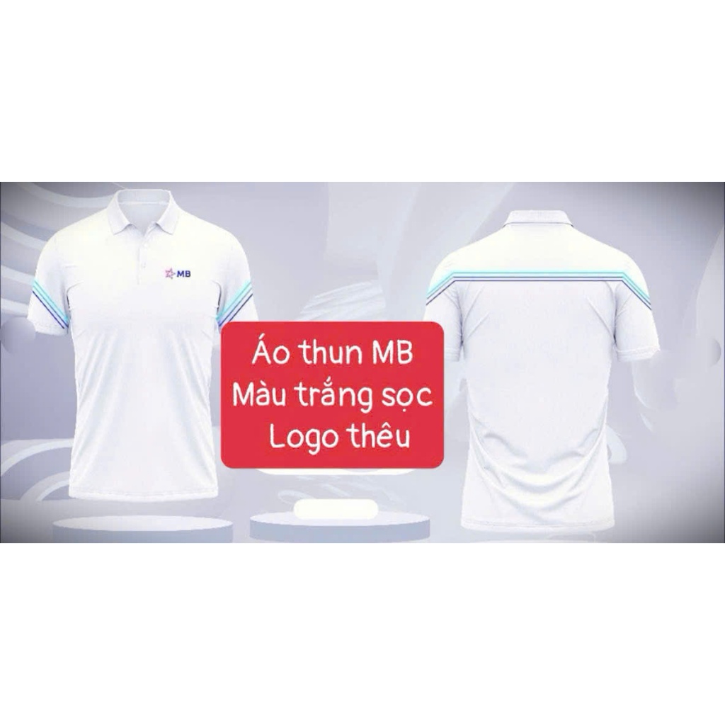 Áo Thun MB, áo MB, Logo Thêu, Lá cổ sơ mi. in sọc
