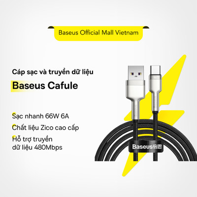 Dây cáp sạc & truyền dữ liệu Baseus Cafule 66W USB to Type-C kim loại cao cấp
