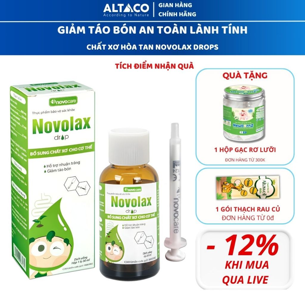 Chất Xơ Nhỏ Giọt Novolax Drop Bổ Sung Chất Xơ Hòa Tan Từ Thiên Nhiên, Nhuận Tràng, Giảm Táo Bón